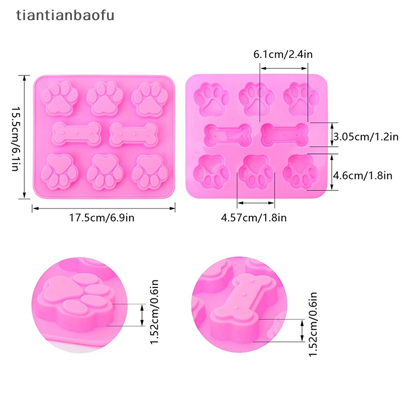 [tiantianbaofu] 1pc Cetakan Silikon Tapak Anjing Tulang Cookie Cutter DIY 3D Fondant Baking Molds Butik