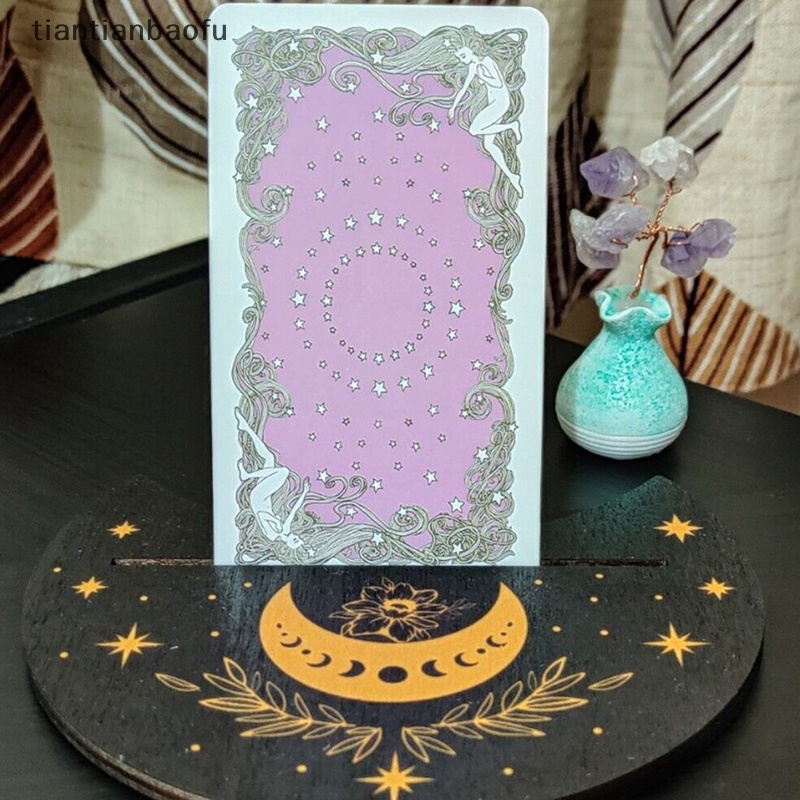 [tiantianbaofu] Kayu Tarot Card Stand Holder Kartu Altar Display Stand Fase Bulan Alat Pembagian Penyihir Majic Upacara Wiccan Perlengkapan Dowsing Decor Butik