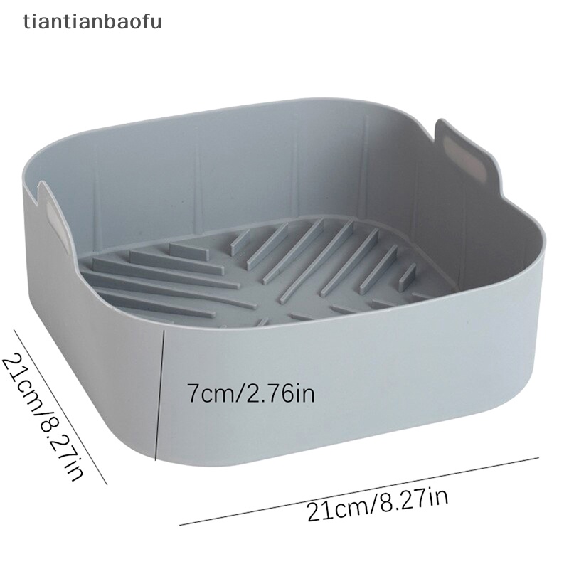 [tiantianbaofu] 8.27in Silikon Air Fryer Basket Liners Persegi Reusable Aksesoris Dapur Butik