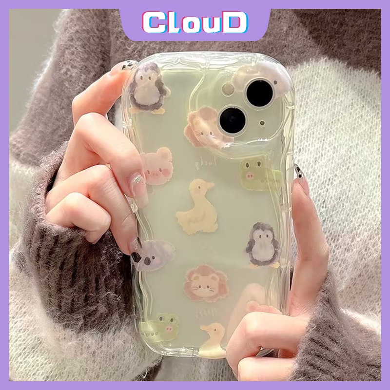 Case Untuk Redmi 10C 9T 9 10A 9A 10 9C NFC A1 A2 POCO M3 Redmi Note8 12 11 9 10s 10 11s Pro Max Lembut 3D Bergelombang Tepi Melengkung Hewan Kecil Lucu Babi Kodok Kartun Bebek Beruang Kelinci Sarung