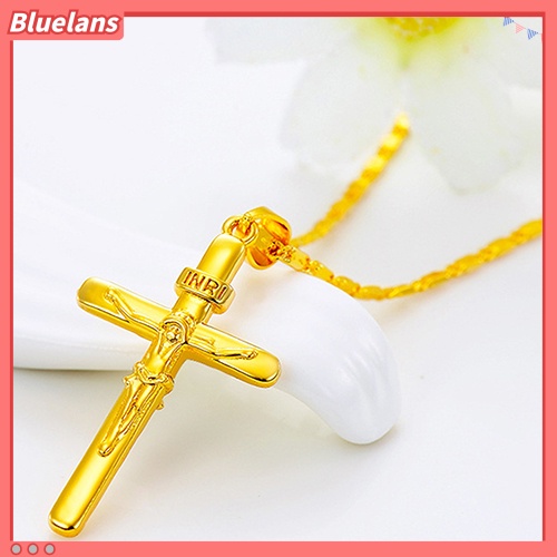 [BLS] Kalung Choker Rantai Liontin Salib Fashion Pria Wanita Lapis Emas 24K