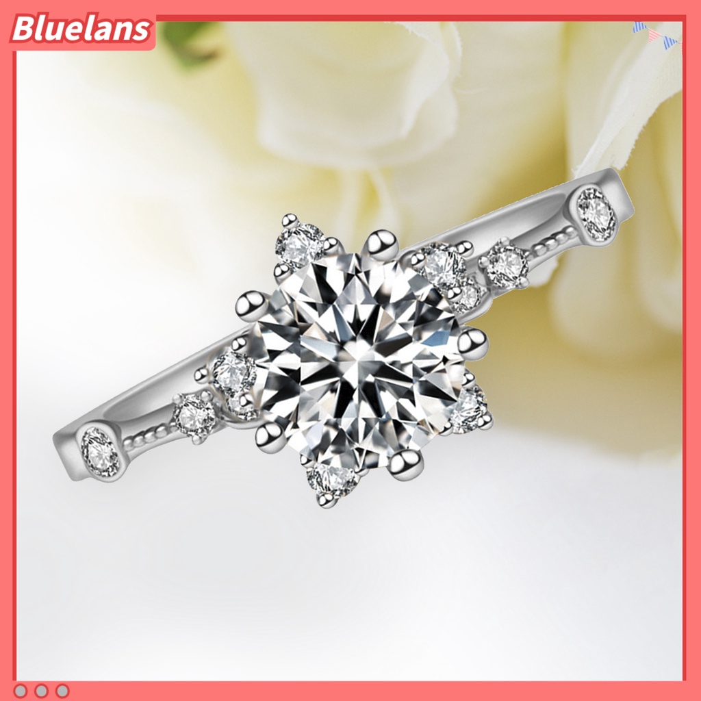 [BLS] Wanita Zirkon Bersinar Snowflake Open-end Cincin Retro Circlet Perhiasan Pasangan Hadiah