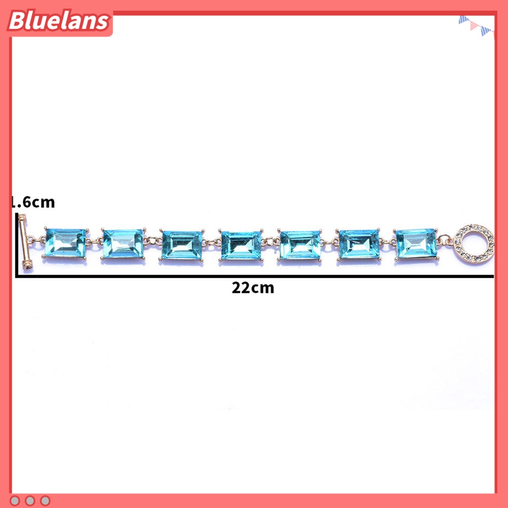 [BLS] Kalung Berlebihan Desain Persegi Mengkilap Tidak Luntur Dress Up Alloy Geometris Persegi Berwarna Kristal Imitasi Kalung Wanita Perhiasan