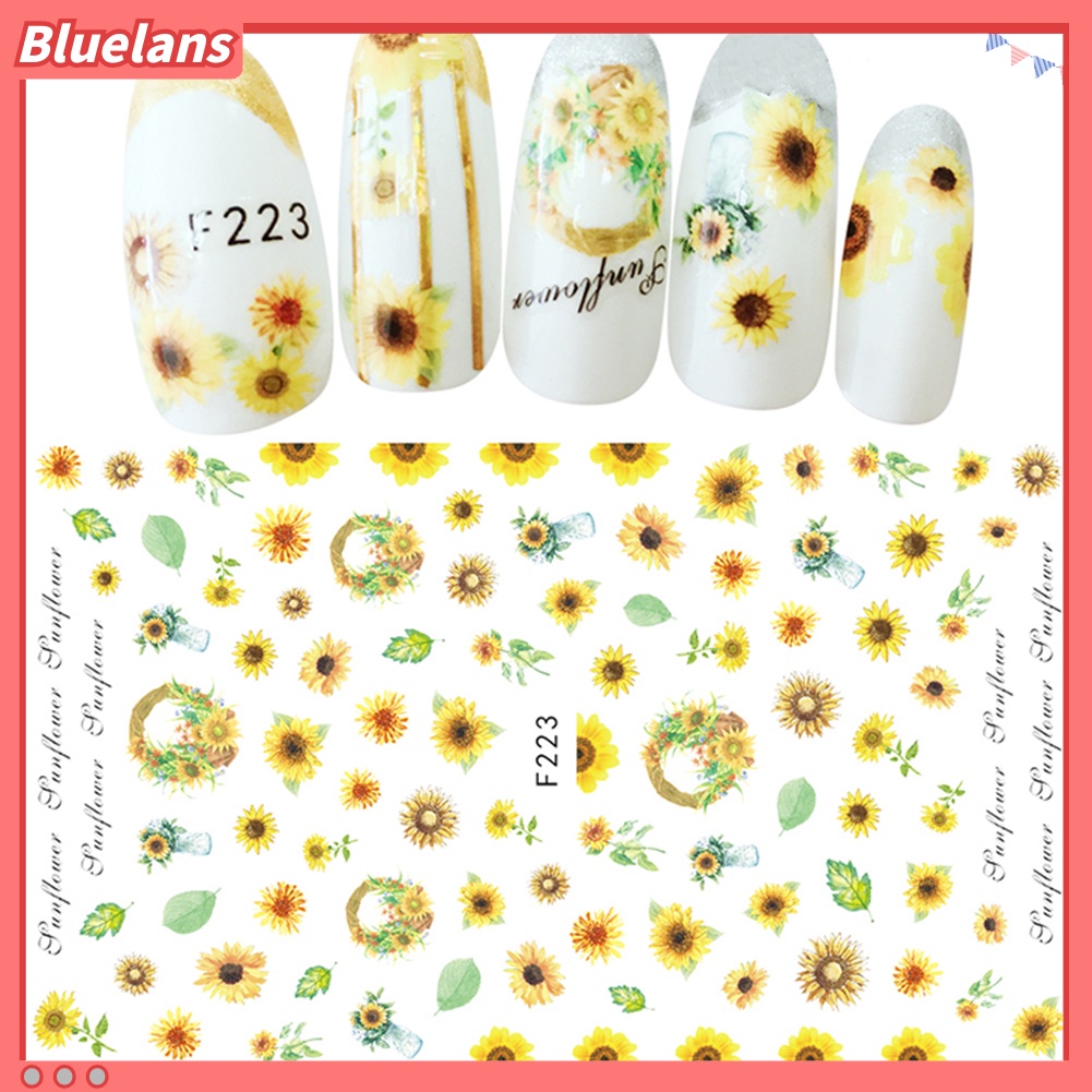 [BLM] 1lembar Desain Bunga Daun Nail Art Stiker Decals Tips DIY Manicure Decor