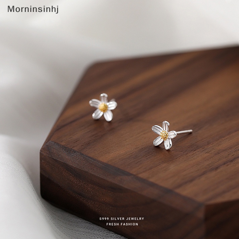 Mornin 1pasang Trendi Berlapis Perak Romantis Fashion Bunga Warna Silver Anting Stud Untuk Wanita Perempuan Gaya Korea Perhiasan Anting Kecil id