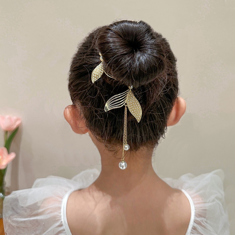 Fringed pearl hairpin girl Lucu Kartun Sayap Malaikat Telinga Kelinci Korea Berkilau Hiasan Rambut Berlian