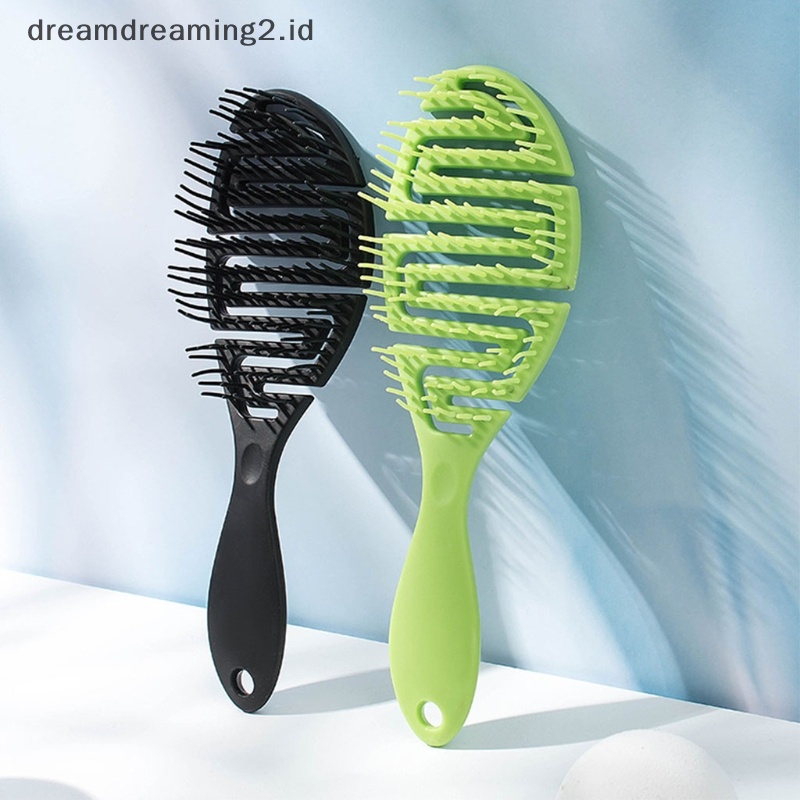 (drea) Sikat Basah DryCurved Comb Massage Comb Fluffy Shape Ribs Curling Comb Pada Rambut Basah //