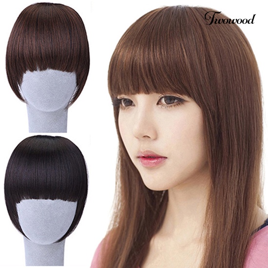 Twowood Pretty Girl's Clip on/in Poni Rapi Lurus Palsu Bob Style Fringe Sopak