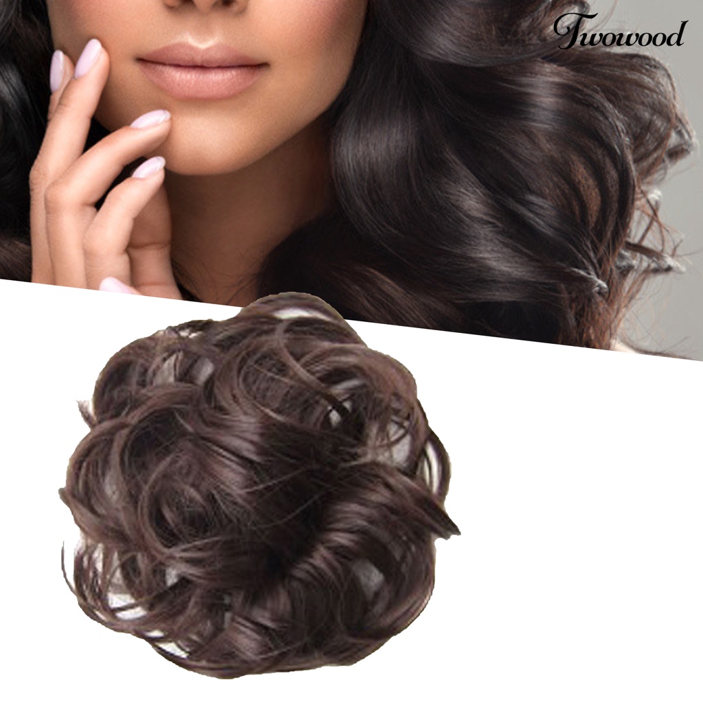 Twowood Hair Bun Soft All-match Curly Wanita Hair Bun Extension Untuk Travel Belanja Pacaran