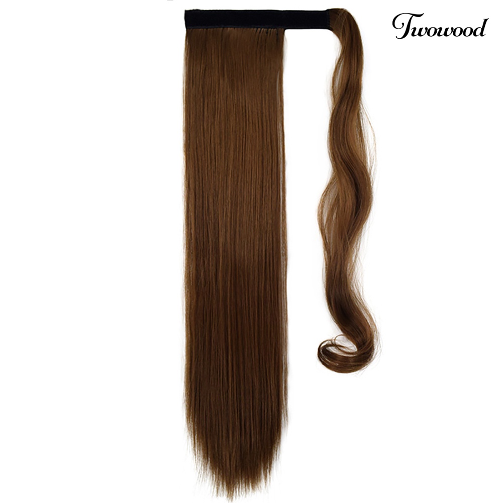 Klip Serat Sintetis Twowood 24inch in Lurus Ponytail Wig Hair Extension Sopak