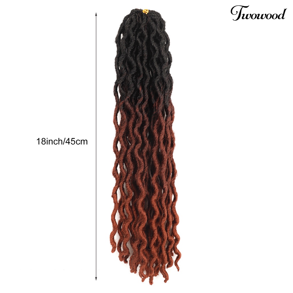 Twowood Braided Wig Curly Memperpanjang Rambut Tekstur Tebal Gimbal Hitam Wanita Faux Locs Crochet Wig Untuk Perempuan