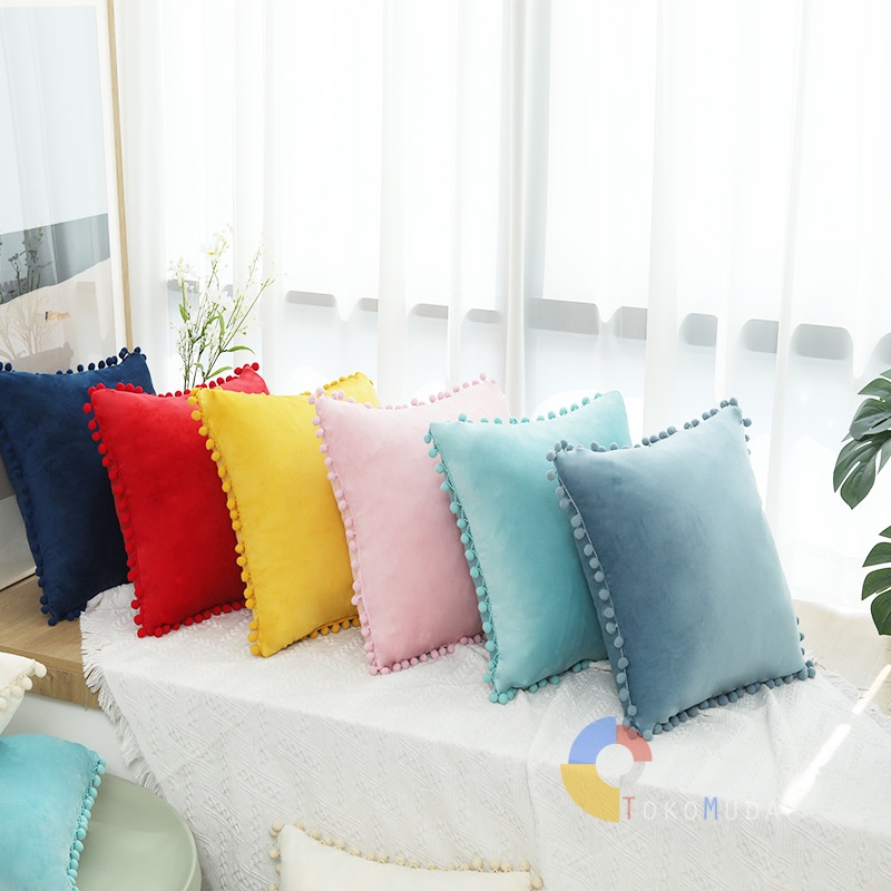 TOKOMUDA Sarung Bantal polos mewah 45x45 beludru