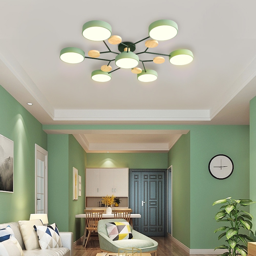 3 Warna Lampu Gantung LED Nordic Modern Minimalis Lampu Gantung Sederhana Lampu Langit-langit Gaya Ruang Tamu Dapur Lampu Gantung Putih Bola Kayu Lampu Gantung LED/Lampu Gantung Kamar