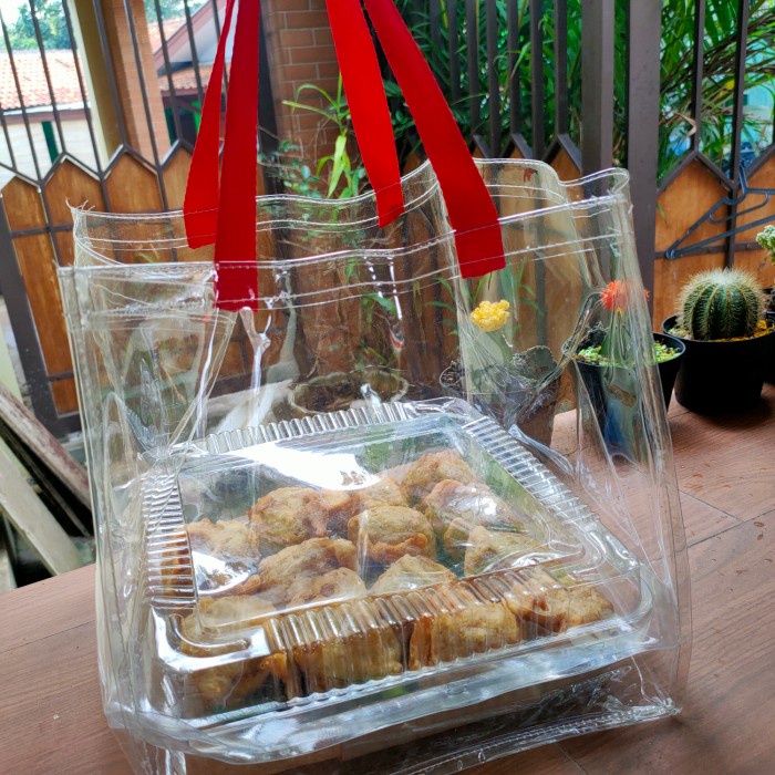 

[SC] tas mika nasi box tas mika tebal 0.35 size 25*25*25 cm tali webbing