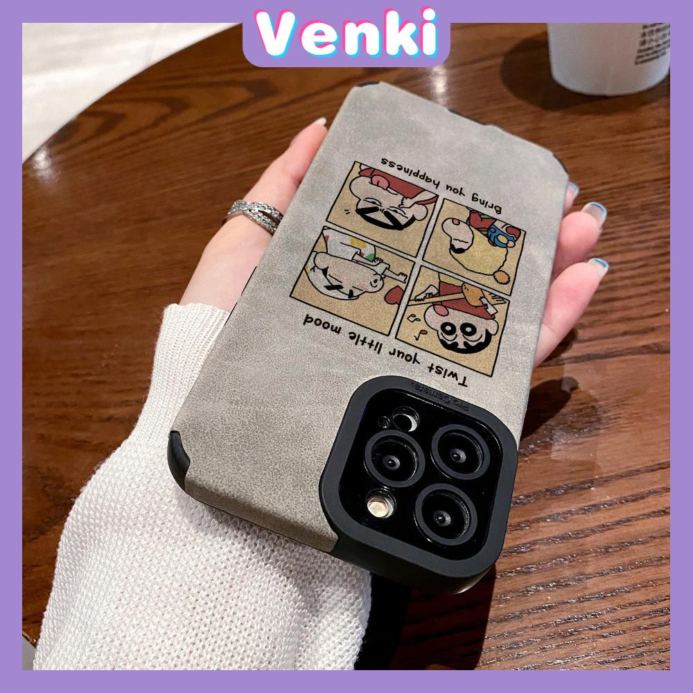 VENKI - Untuk iPhone 11 Case Leather Pupil Suede Case Soft Shockproof Case Kamera Sederhana Karakter Kartun Lucu Kompatibel dengan iPhone 14 13 Pro max 12 Pro max xr xs 7Plus 8Plus