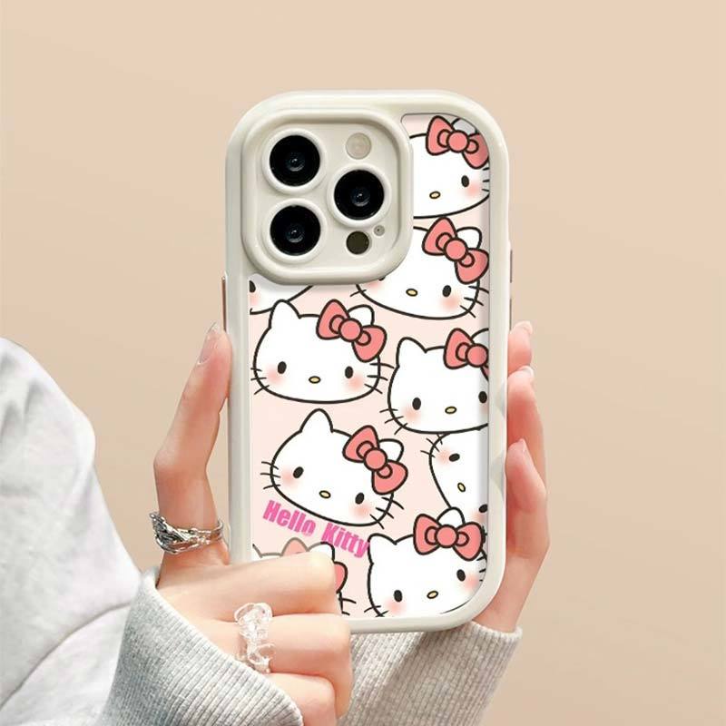 IPHONE Casing Ponsel Desain Wajah Cerah Gaya Krim Kucing Tersenyum Layar Penuh Kompatibel Dengan Iphone12 13 14 11 Pro Max X Xs Max Xr Rtfg