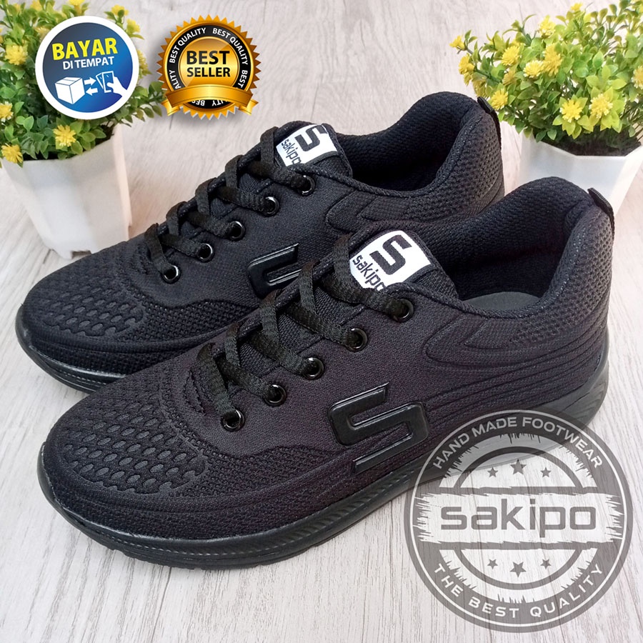 PROMO BTS KEMBALI SEKOLAH !! SEPATU SEKOLAH HITAM POLOS MEREK SAKIPO SD SMP SMA SMK KULIAH / SEPATU BERTALI ANAK SEKOLAH WARNA HITAM  / SEPATU JOGGING RINGAN DI PAKAI / SEPATU KULIAH / SAKIPO