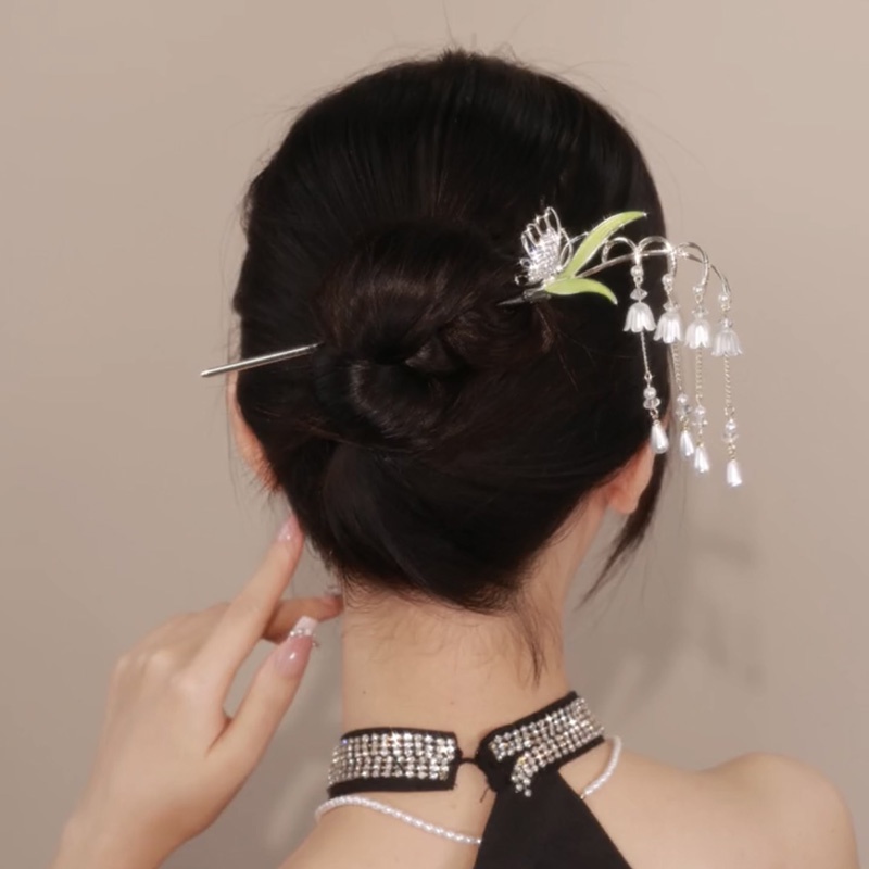 Mutiara Antik Lily of the Valley Rumbai Temperamen Sederhana Fashion Elegan Jepit Rambut