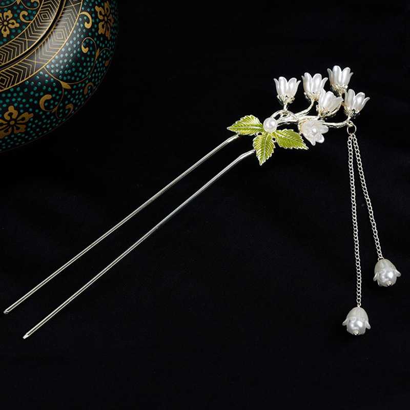 Lily of the Valley Gaya Cina Baru Gaya Kuno Rumbai Kusut Bunga Langkah Goyang Hanfu Classy Hairpin