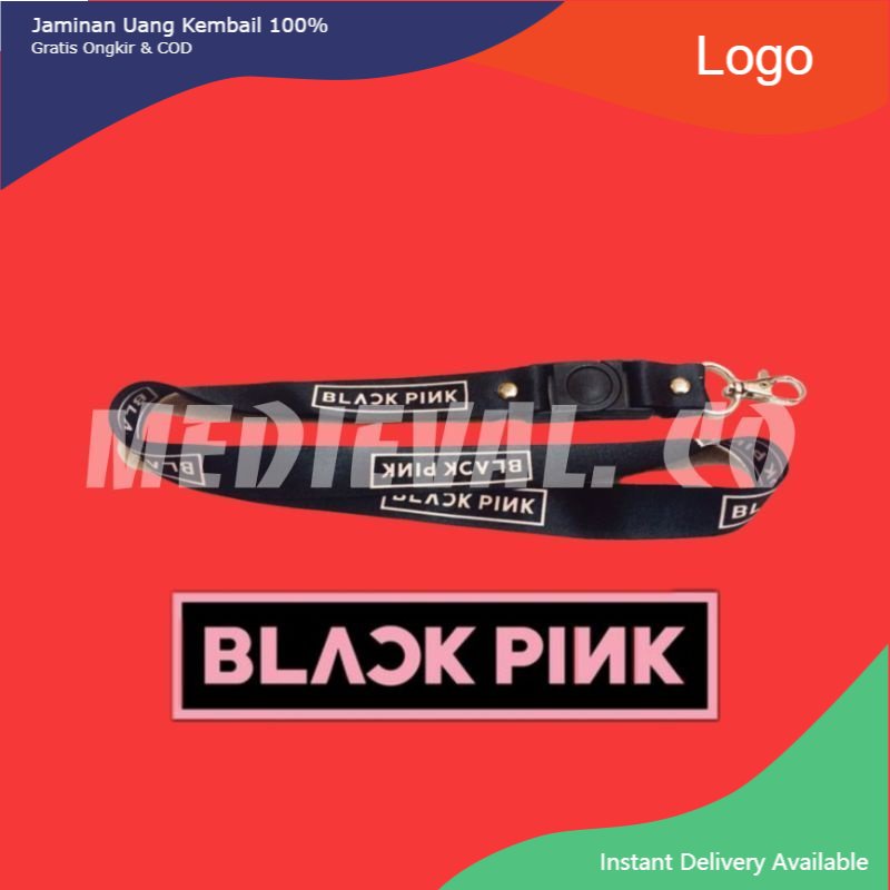 

LANYARD BLACKPINK BAND HITAM CUSTOM STRAP TALI ID CARD KPOP GANTUNGAN HP