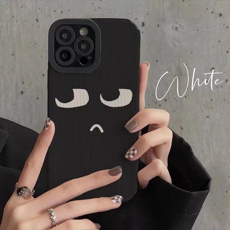 Black Funny Face Leather Soft Case HP Samsung Galaxy A21S A12 A50S A30S A20 A30 A32 A22S A52S A72 A10S A33 A53 A73 A13 A04S A23 A51 A71 A31 FTD Casing