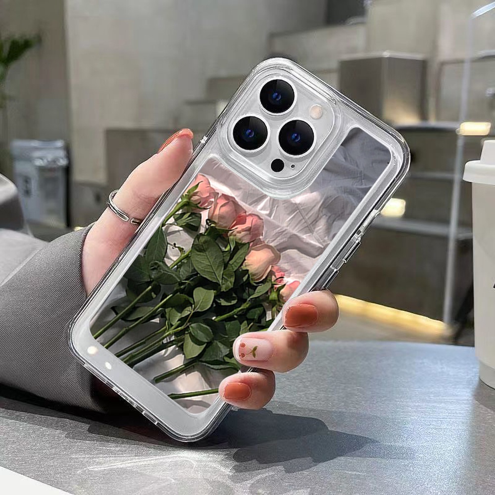 Fresh Rose Case Untuk Oppo A16 A16K A16E A11K A11X A5S A12 A12S A15 A17 A17K A57 A54 A53 A52 A3S A5 A8 A9 A36 A37 A93 A96 A92 A72 A73 A74 A76 A77 Akrilik Space TPU Back Cover