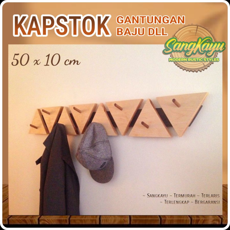 Kapstok kayu gantungan baju rak dinding rak baju rak gantungan kayu 3