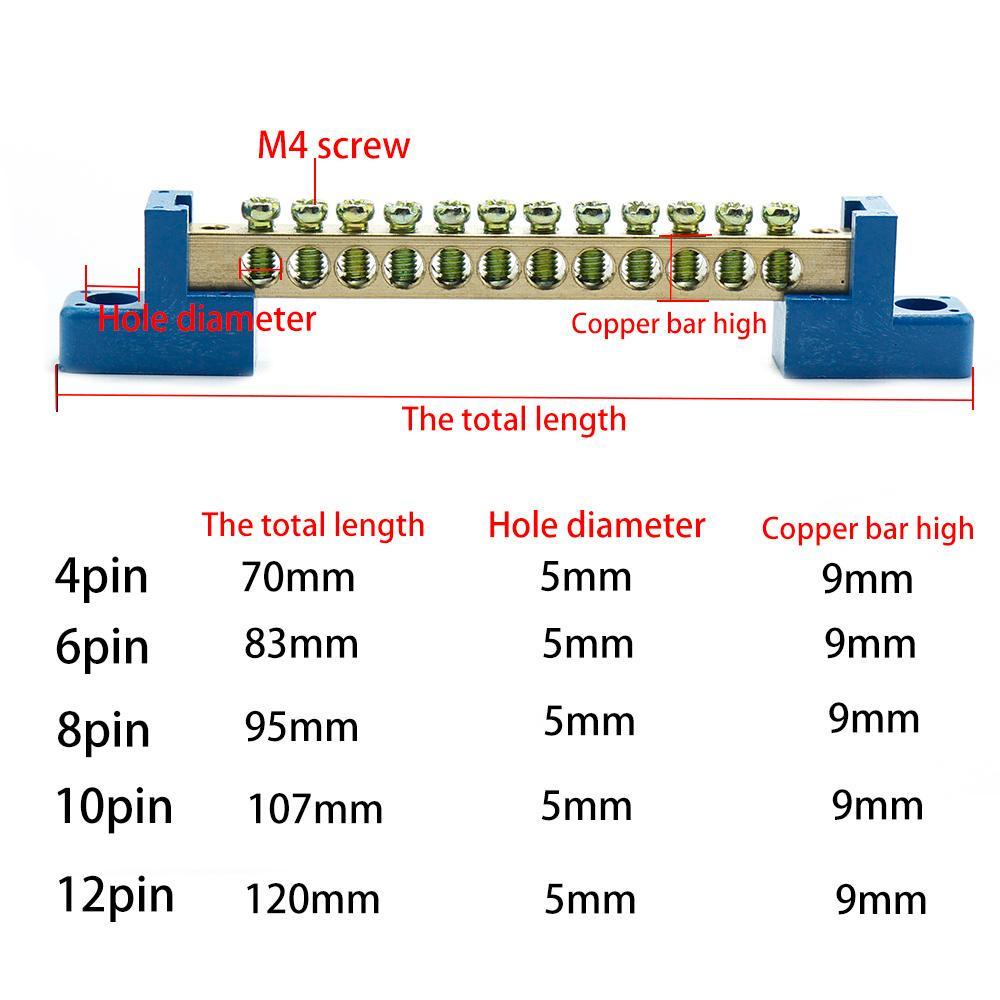 TOP Copper Screw Terminal Block Flame Distribution Box Bar Barisan Kabel Nol Arde Blok Terminal Tembaga