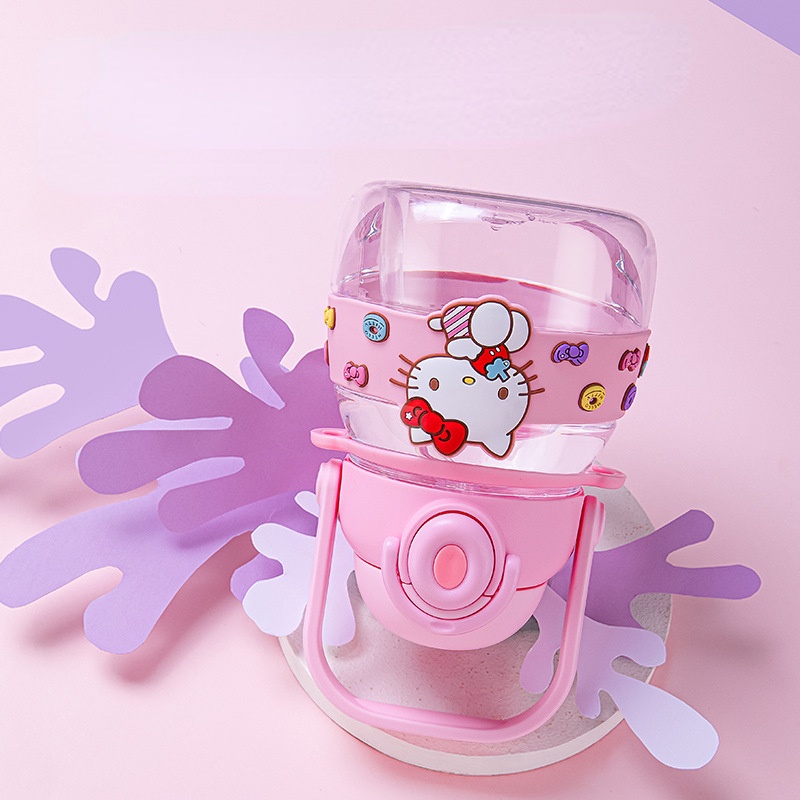 750 ml Kapasitas Tinggi Lucu Kartun Big Belly Cup Hello Kitty My Melody Cinnamoroll Kuromi Jerami Cangkir Air Ketel Anak