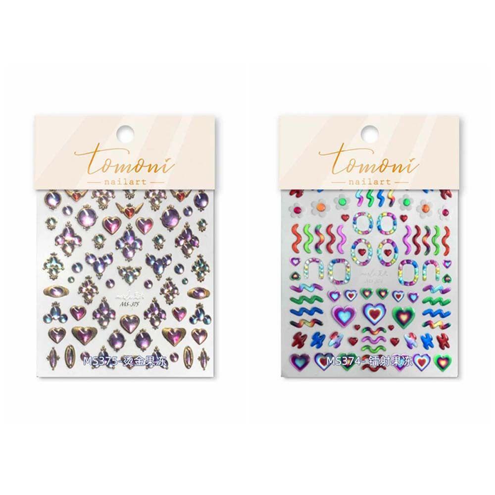 Mxbeauty Stiker Kuku Fashion Nail Art Gaya Lucu Manicure Love Heart Pattern Bronzing Stiker Hiasan Kuku Untuk Wanita