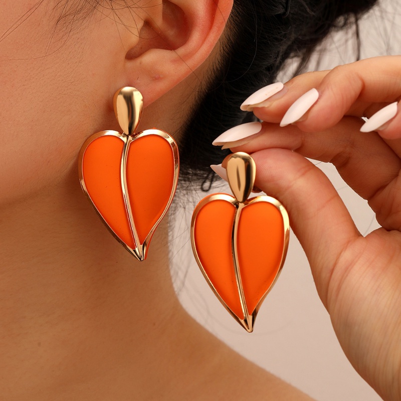 Multicolor Cinta Besar Hati Stud Anting Wanita Gadis Gaya Eropa Dan Amerika Trendi Indah Perhiasan Tindik Anting-Anting