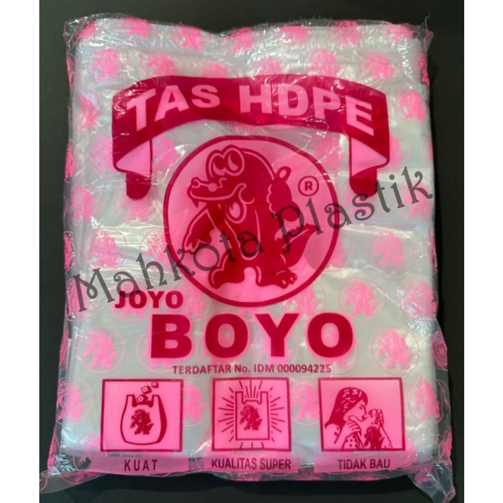 Kantong Plastik Kresek Bening Joyo Boyo Merah uk 15 / 24 / 28