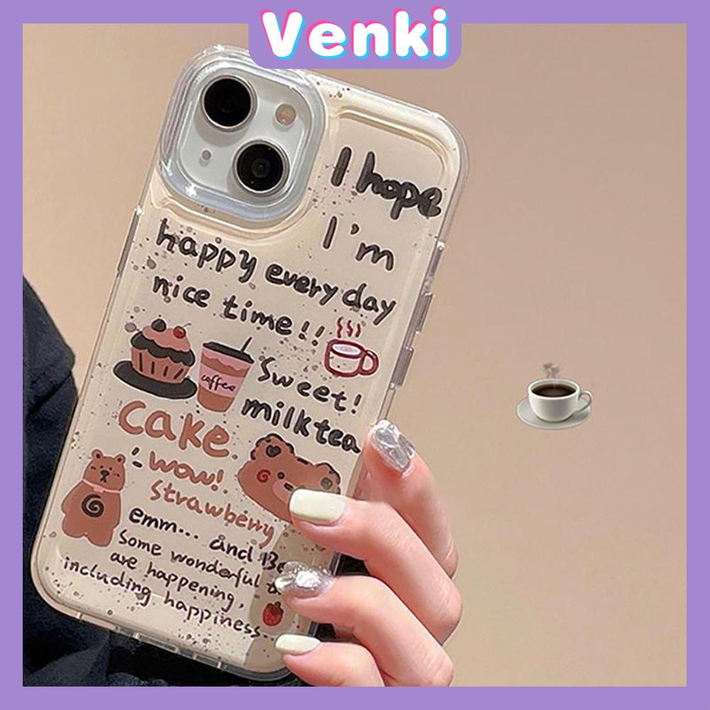 Venki - Untuk Iphone11 Casing iPhone Bening Lubang Besar Space Case TPU Soft Case Kamera Perlindungan Shockproof Beruang Lucu Sederhana Kompatibel Dengan Iphone14 13 Pro Max 12 Pro Max 11 xr Xs7 8