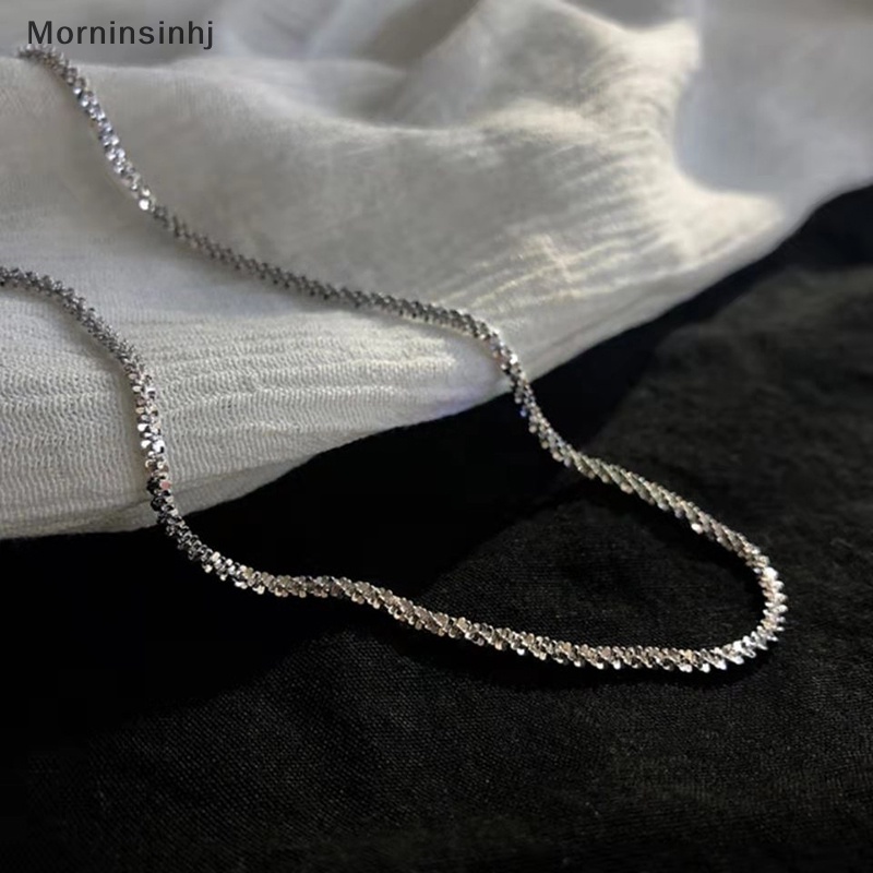 Mornin Populer Warna Silver Berkilau Rantai Klavikula Sederhana Niche Shinny Kalung Untuk Wanita Perhiasan Halus Pesta Pernikahan Hadiah Ulang Tahun id