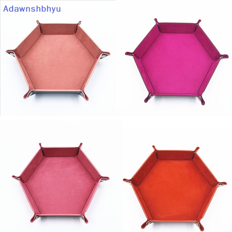 Adhyu Foldable Dice Tray Kotak PU Leather Lipat Hexagon Penyimpanan Coin Square Tray Dadu ID