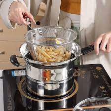 Panci susu deep fryer goreng kukus masak steamer saringan multifungsi 3in1 22cm divastore