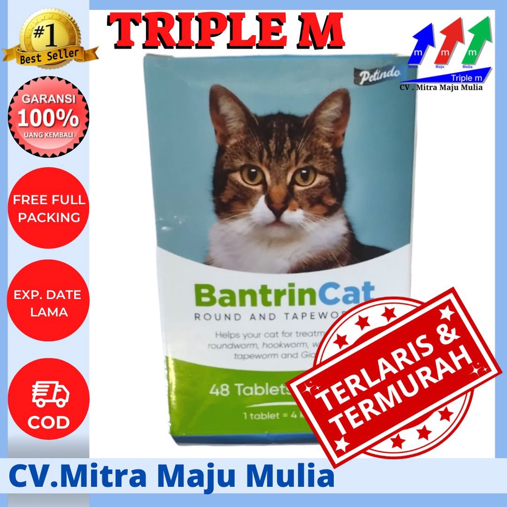 BANTRIN CAT 1 Tablet Obat Cacing Kucing Setara dengan DRONTAL TRIPLE M