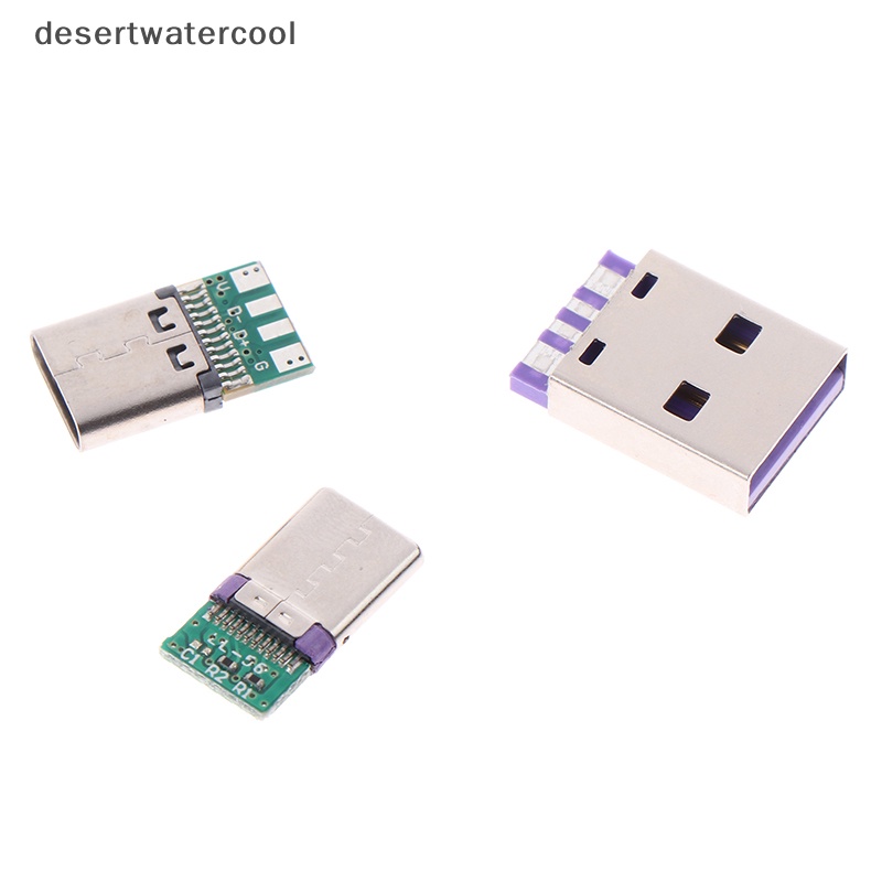 Deid 12/24pin Female/Male Wadah Adapter Ke Solder Kawat Dan Kabel Penyangga Papan PCB 5PCS Konektor USB 3.1 Type C Martijn