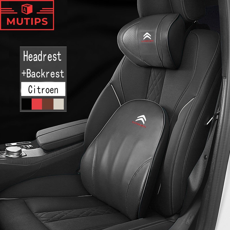 Citroen Jok Mobil Kulit Headrest Bantal Penyangga Punggung Memory Cotton Foam Lumbar Head Neck Cushion Untuk Aircross e-c4 c3 c4 c5DS5 DS7