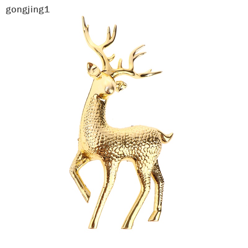 Ggg 1pc Natal Elk Plastik Golden Cake Topper Hiasan Dessert Hadiah Anak ID