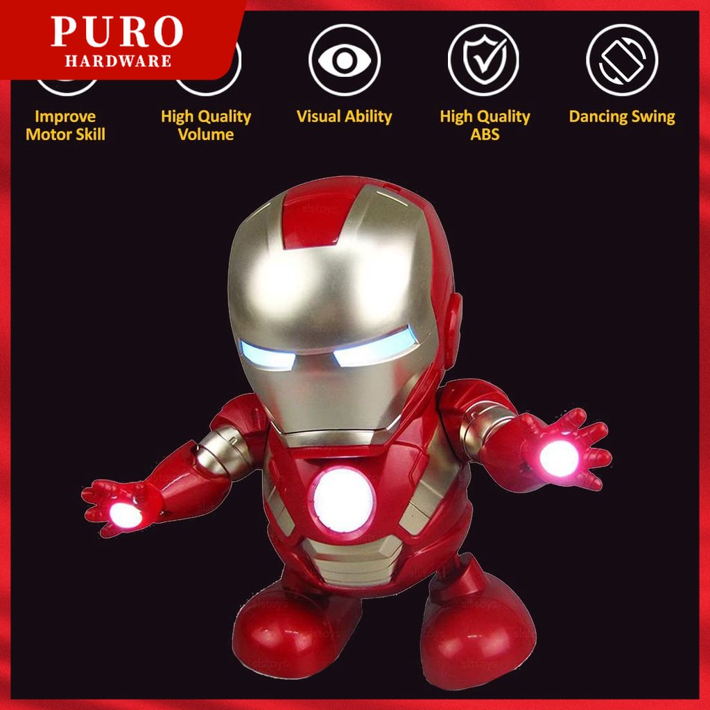 Mainan Robot Ironman Bergerak dengan Batrai Promo Harga Termurah / Mainan Robot Ironman Dance / Ironman Dance / Robot Merah