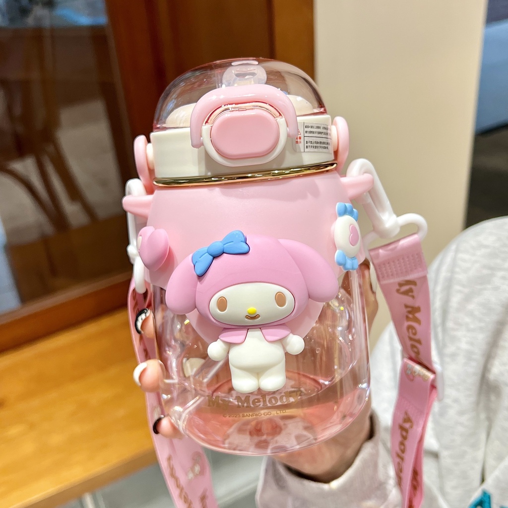 Sanrio Kuromi Cangkir Air Anak Perempuan Cantik Tinggi Lucu Straw Cup Botol Air Khusus Pergi Sekolah