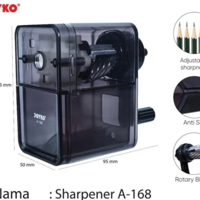 Sharpener Pencil Anti Slip JOYKO A168 Serutan Putar / Rautan Pensil A 168