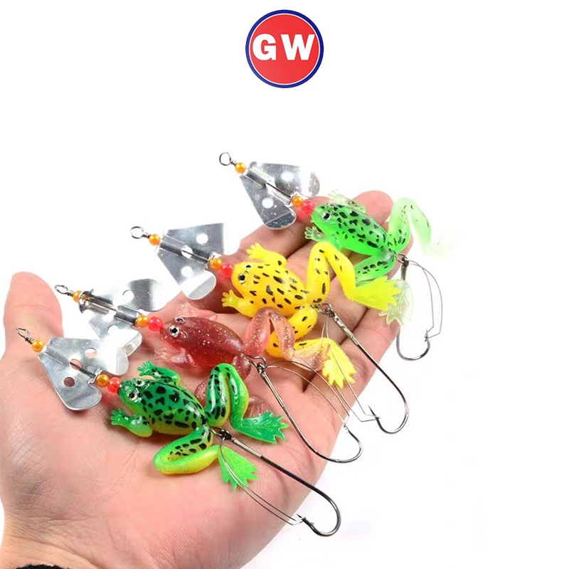 1pcs 9cm/6g Frog Spoon Lures 4warna Spinnerbait Lembut Lompat Bentuk Kodok Umpan Pancing Buzzbait Umpan Buatan Berenang Jigs Untuk Air Tawar Air Asin