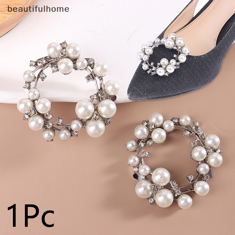 {beautifulhome} 1pc Shoe Flower Women Shoes Clip DIY Mutiara Pesona Sepatu Perhiasan Logam Sandal Gesper Dekorasi Tumit Tinggi Tas Gesper Aksesoris Sepatu.