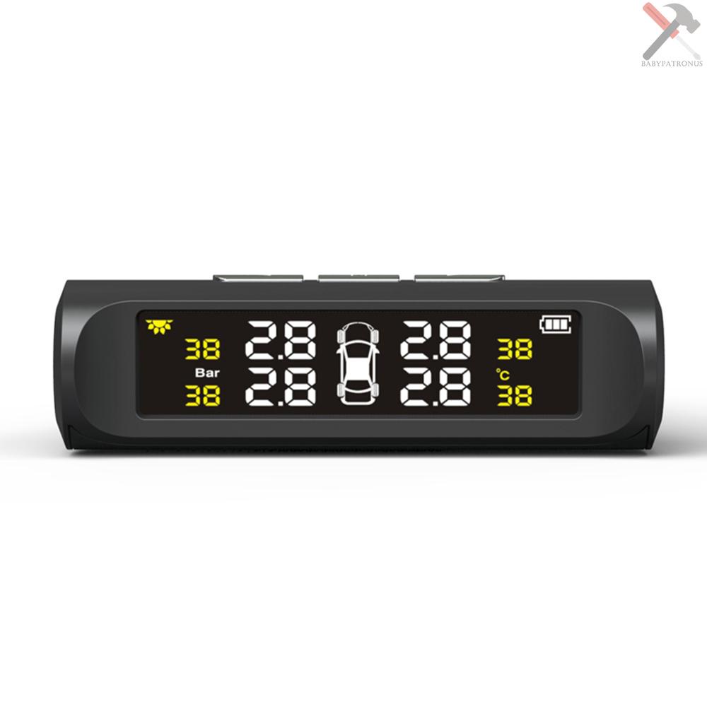 Tpms Mobil Sistem Pemantauan Tekanan Ban Solar Charging HD Digital LCD Display Auto Alarm System Wireless Dengan 4sensor