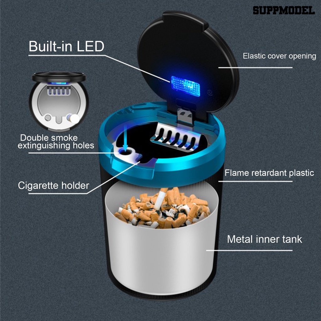 [SM]Lampu Led Tahan Api Mobil Dengan Tutup Dapat Dilepas Kekuatan Tinggi Abu Holder Ringan Mobil Cup Holder Travel Aksesori Mobil