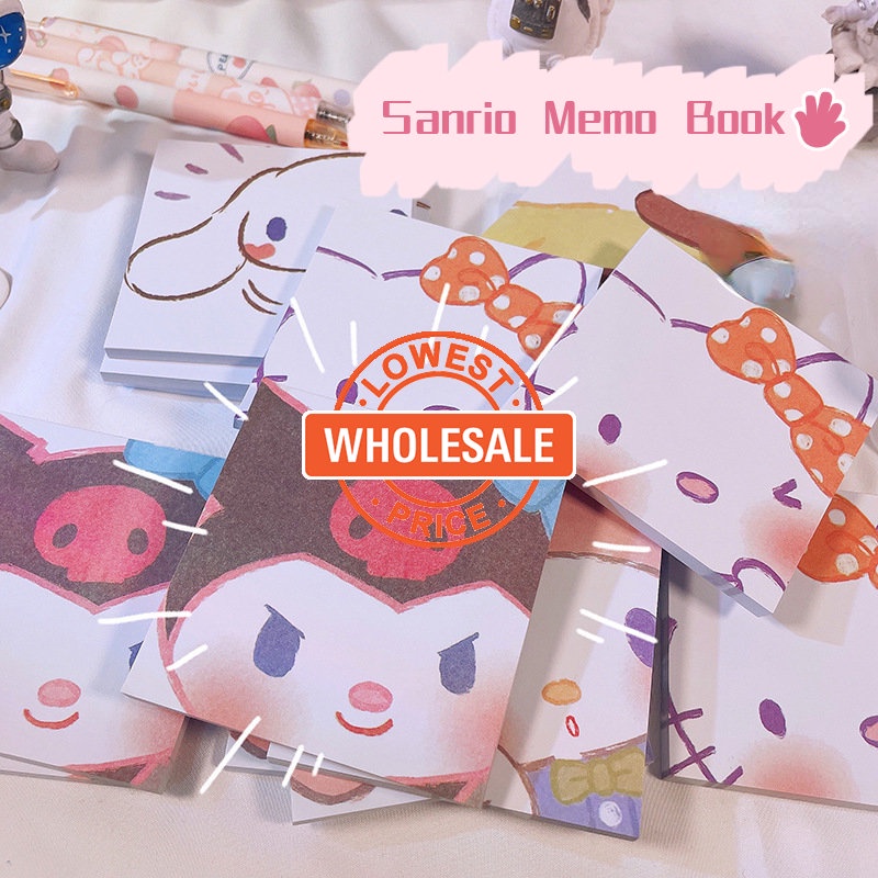 [Grosir] Stiker Sanrio Kartun Lucu/Memo Pad Kantor Persegi Mini/Nota Pesan Siswa Portabel Notebook/Ins Angin Keindahan Tinggi Tangan Buku Bahan Memo Kertas