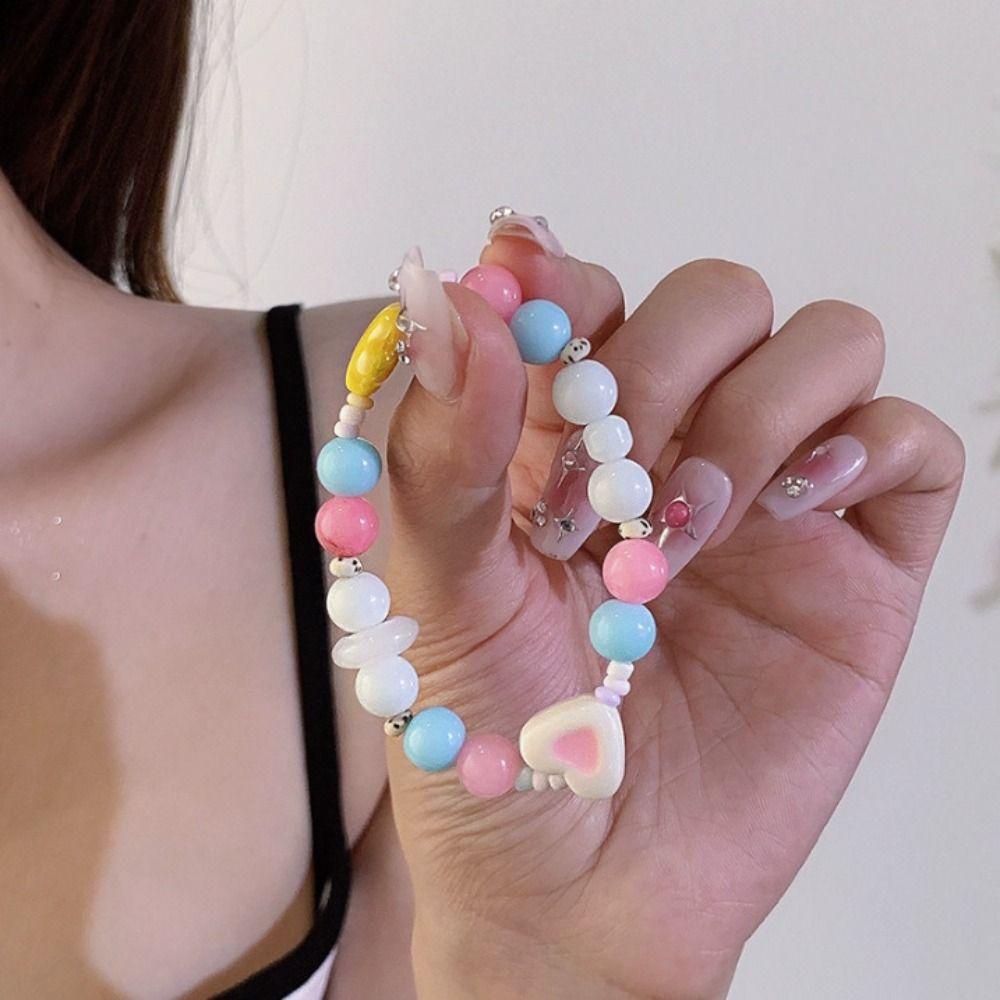 Mxbeauty Gelang Warna Permen Hadiah Kreatif Perhiasan Aksesoris Dopamin Aksesoris Tangan Cincin Retro Gaya Korea Bintang Charms Bracelet Untuk Wanita