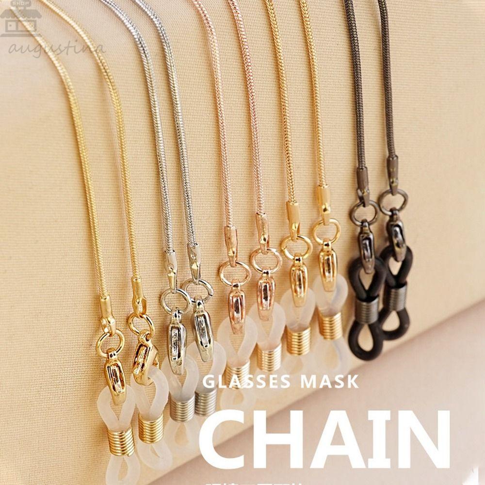 Agustinina Rantai Kacamata Logam Elegan Fashion Non Slip Anti Hilang Masker Lanyard Gantung Leher Rantai Logam Tali Leher String Mask Chain